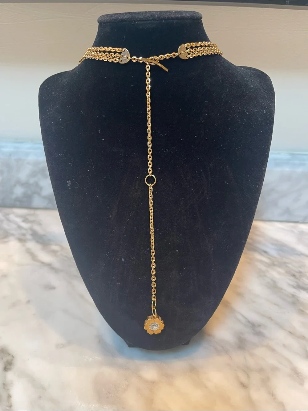 Rebecca Rose Gold Camellia Layered Pendant Necklace